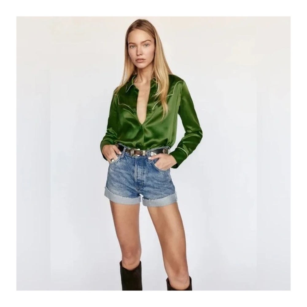 Women's 30 Reformation Charlie High Rise Cuffed Denim Shorts Ponce Wash
